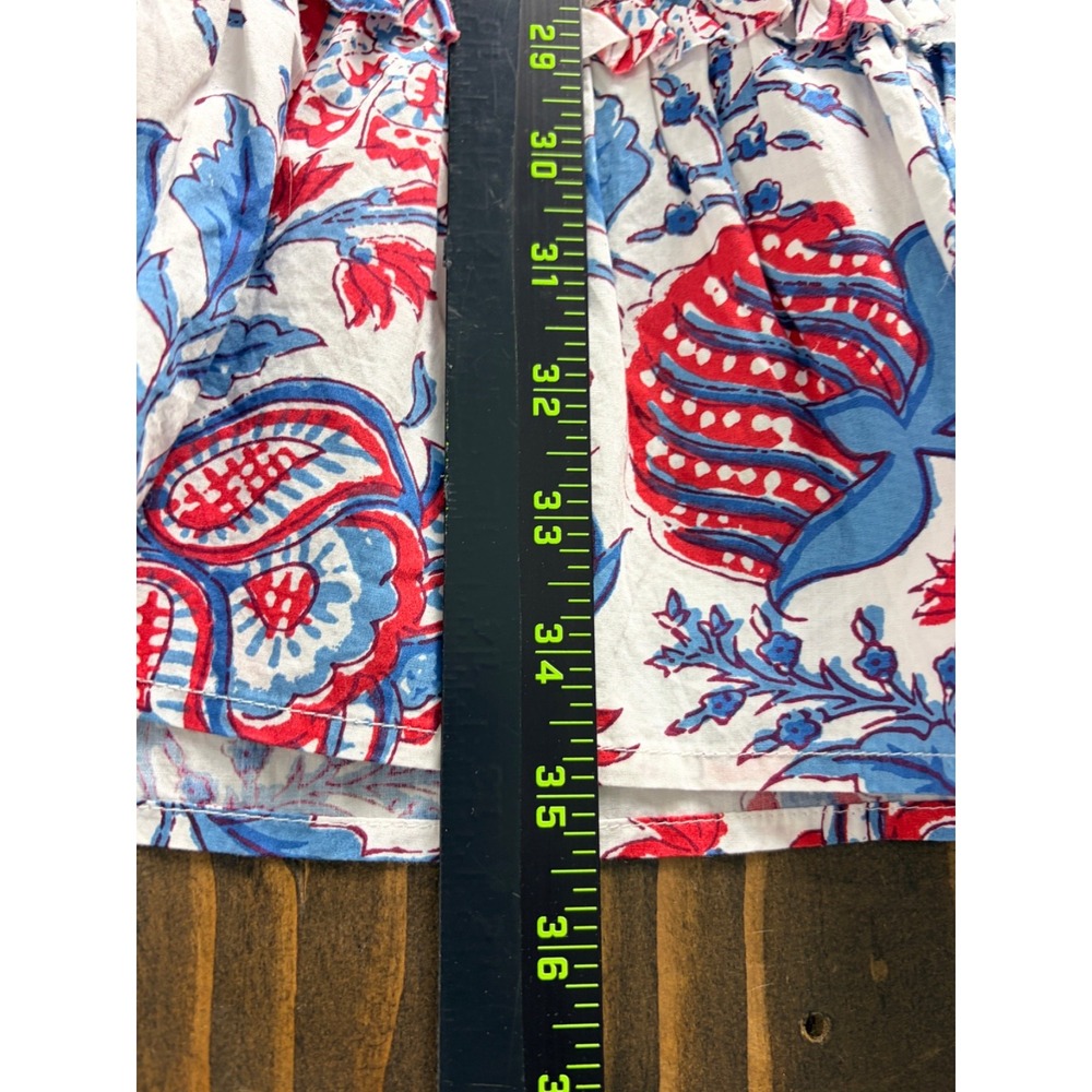 Caroline Constas Dress Womens XL Blue Red Floral Print Flutter Sleeve Cotton - Picture 10 of 10